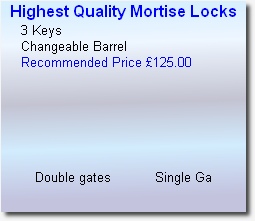 Highest Quality Mortise Locks
     3 Keys
     Changeable Barrel
     Recommended Price £125.00


         
    

       Double gates           Single Ga
